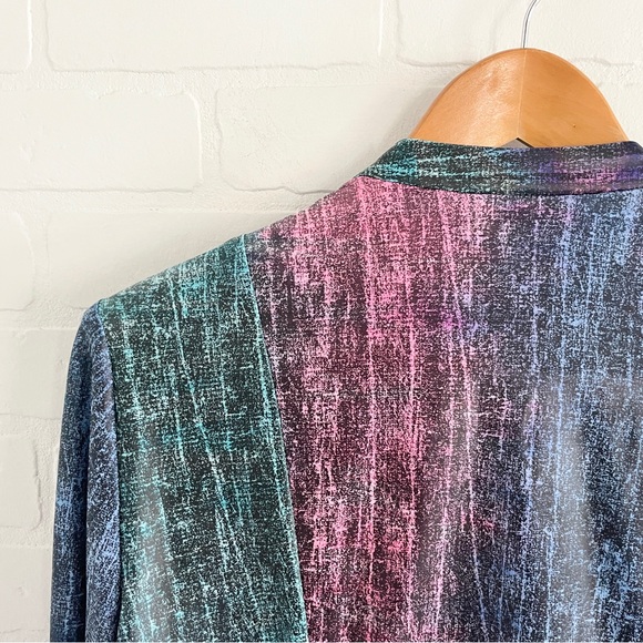 Joseph Ribkoff Cyber Ruched Jacket Liquid Metal Effect Sz L - Picture 11 of 13